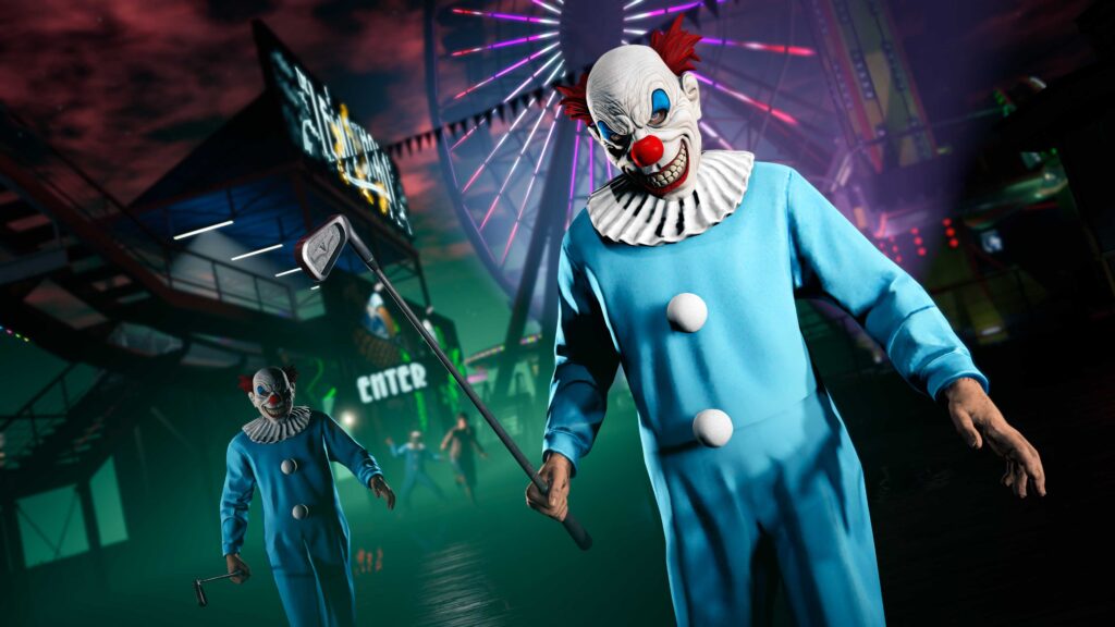 Del Perro İskelesi’nde Slasher Palyaço kıyafeti giyen GTA Online karakterleri